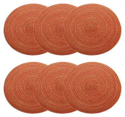 6 runde geflochtene Platzsets 30 cm, hitzebeständig, Orange