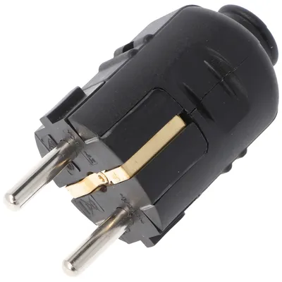 Produktbild von Schukostecker schwarz, Schutzkontaktstecker schwarz, Schuko-Stecker mit Zugentlastung IP44 16A 250V, mit doppeltem Schutzkontakt