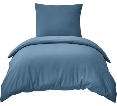 Produktbild von Bettwäsche-Set 155x220 cm Blau 2-teilig Mikrofaser mit Reißverschluss Bügelfrei