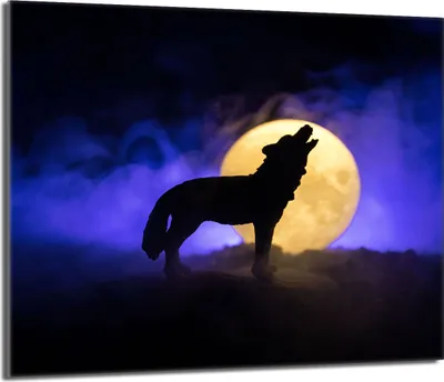 Obrázek produktu pro Kryt varné desky 60x52 Skleněný kryt varné desky Splashback Skleněná deska Deco Prkénko na krájení, Wolf Purple
