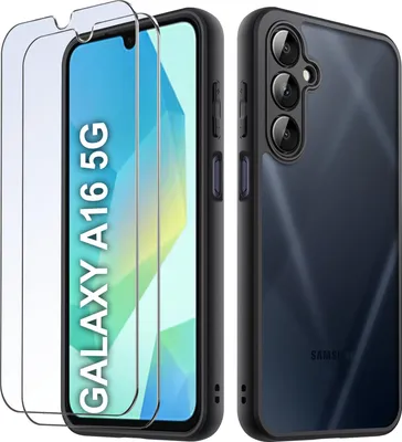 Zdjęcie produktu dla Etui Do Samsung A16 5G Matowe Wzmacniane Czarne Zestaw 2X Szkło