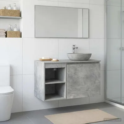 Immagine prodotto di Maison Exclusive - Mobiletto da bagno, colore grigio cemento, dimensioni 30 x 35 x 50 cm