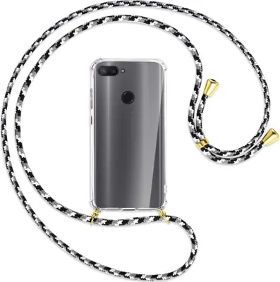 Produktbild von Handykette Backcover-Schutzhülle mit Band (Metall goldfarben) für Xiaomi Mi 8 Lite - schwarz/grau/weiß