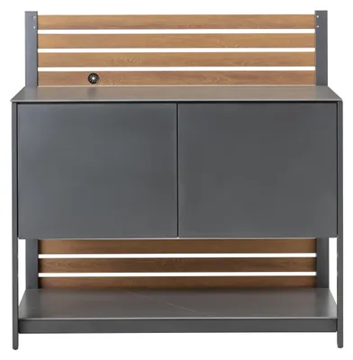Produktbild von Dehner Outdoor-Küche Loop Schrank, mit Arbeitsplatte aus Stein, 110 x 60 x 122 cm, Stahl, grau