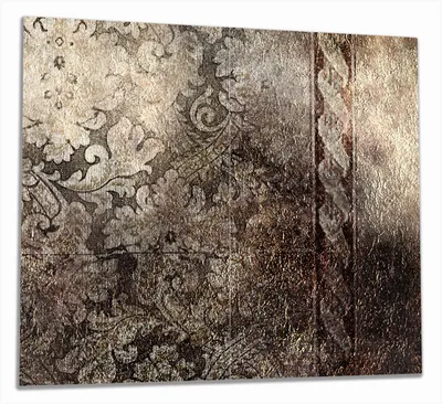 Produktbild von Wallario Herdabdeckplatte aus Glas, Größe 60 x 52 cm 2-teilig, Motiv Schnörkelmuster in dunkelbraun