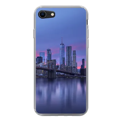 Produktbild von MuchoWow® Handyhülle Schutzhülle Hülle für iPhone SE 2022 New York - Wasser - Brücke Silikon Softcase Handy Hülle - Schutzhülle