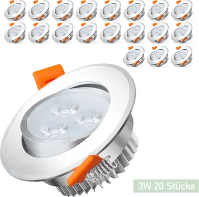 Immagine prodotto di Hengda 20x 3W LED faretto da incasso 245lm bianco caldo faretto faretto da soffitto faretto da incasso orientabile faretto da incasso luce da incasso a soffitto