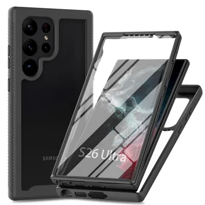 Produktbild von 360 Grad Hülle mit eingebautem Displayschutz für Samsung Galaxy S26 Ultra Bumper Schwarz