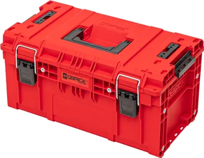 A red Qbrick toolbox is shown against a white background.