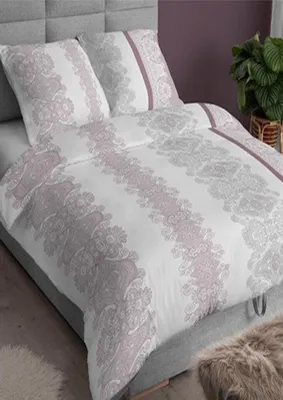 Obrázek produktu pro Bavlněné saténové povlečení 140x200 +70x90 - Ornamenty růžovo/šedé 3559 A