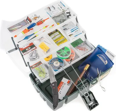 Produktbild von Gerlinger Angelzubehör Starterset, Einsteigerset, Gerätekoffer mit Zubehör gefüllt, Grundausstattung für Angler, Angelhaken Bleie Posen u.v.m.
