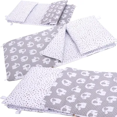 Produktbild von Schlafsack für Babys BOBO bis 2 Jahre 90 x 50 cm mit Temperaturregulierung Baumwolle - Grau mit Elefanten