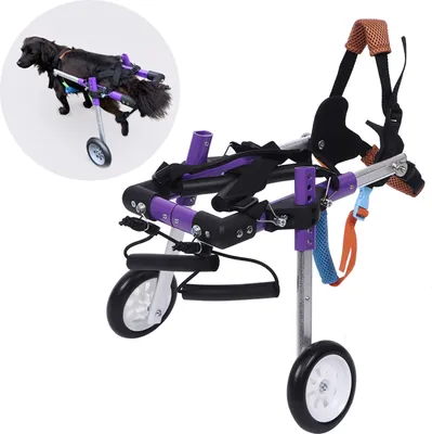 Produktbild von Aluminiumlegierung lila lila Doppelrad -Blatt-Rollstuhl Behinderte Hund Assisted Walk Auto Hinterbein Rehabilitation Auxiliary für Hunde Catspurple XS