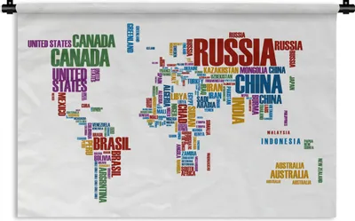 Produktbild von MuchoWow® Wandteppich Wandbehang Weltkarte - Buchstaben - Farben - Kinder - Mädchen 90x60 cm Tapisserie Dekoration Wandtuch - Wandskulpturen - Bildteppich
