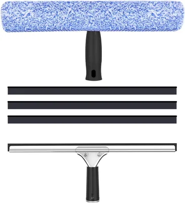 Produktbild von Fensterreinigungsset 35 cm, 5-teilig, Silikonklinge, Mikrofaser, für Fenster