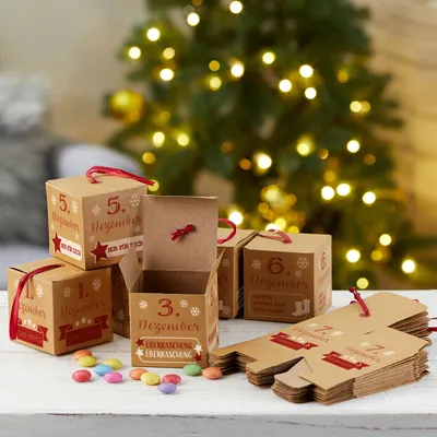 Produktbild von Adventskalender zum selber Befüllen DIY Bastelset, Boxen 24-tlg. Weihnachtskalender