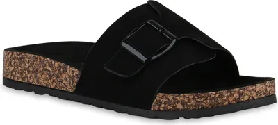 Produktbild von VAN HILL Damen Pantoletten Sandalen Schnallen Profil-Sohle Schuhe 841089, Farbe: Schwarz, Größe: 36