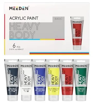 Zdjęcie produktu dla Farby akrylowe zestaw 6 kolorów 60ML do malowania na płótnie drewnie