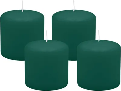Produktbild von 4er Set Adventskranzkerzen Dunkelgrün Ø 60 x 80 mm
