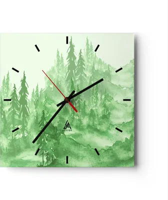 Produktbild von Wanduhr - Quadrat - Glasuhr - Wald Baum Natur - 40x40cm - Schleichendes Uhrwerk - Lautlos - zum Aufhängen bereit - Dekoration Modern - Wanddekoration aus Glas - C3AC40x40-4046