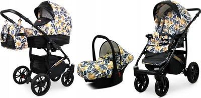 Obrázek produktu pro BabyLux® Miracle | Kocárek 3v1 Set | Zlatý list | Kombinovaný kocárek | Sada kocárku | Kocárek pro deti