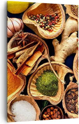 Produktbild von Bild auf Leinwand - Leinwandbild - Einteilig - Küche Essen Kräuter Gewürze - 80x120cm - Wand Bild - Wanddeko - Wandbilder - Leinwanddruck - Wanddekoration - Leinwand bilder - Wandbild - PA80x120-2844
