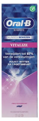 Produktbild von 12x OralB Zahncreme Vitalize 3D White 75ml, Zahnpasta zum Zähneputzen, für frischen Atem und Mund Hygiene, stärkt Zahnfleisch und Zahnschmelz, Tuben
