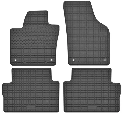 Image de Tapis de sol en caoutchouc pour Volkswagen / Seat Sharan II / Alhambra II 2010-2022 / 2010-2018 (monospace) – 4 pièces, noirs, sur mesure