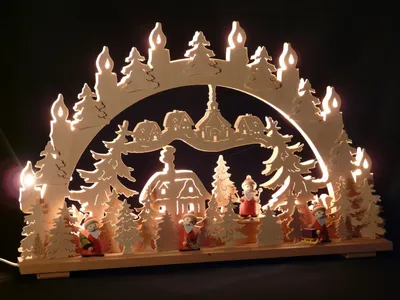 Produktbild von Original Erzgebirgischer Marken Schwibbogen Lichterbogen 70 x 43 cm S70-4_28