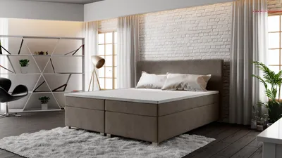 Produktbild von Roe Furniture | Boxspringbett - SIMPLE - 180x200 cm - Grau - Mit Bonell-Matratze - Doppelbett - Tagesbett - Bett Schlafzimmer - Gästebett
