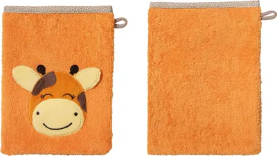 Produktbild von Erwin Müller Kinder-Waschhandschuh Giraffe" 2er-Pack orange 15x21 cm"