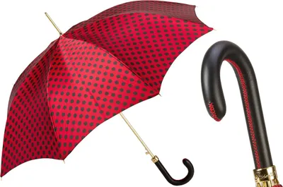 Immagine prodotto di PASOTTI Ombrello 93 cm Rosso a pois neri Manico automatico in pelle