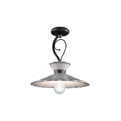 Image de Plafonnier classique Ravenna Metal Black Ceramic White Shaded Arg. 44Cm 1 Lumière E27