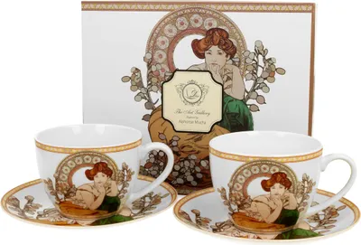 Produktbild von DUO ART GALLERY 2er-Set Tassen 250 ml TOPAZ mit Untertassen, New Bone China Porzellan