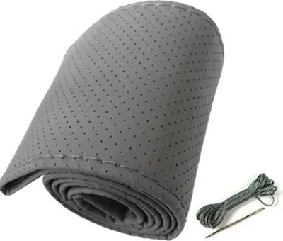 Produktbild von Universal Auto Lenkradabdeckung Handnähung perforiertes Mikrofaserleder für 38 cm Durchmesser grau