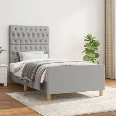 Produktbild von Bettgestell mit Kopfteil Hellgrau 90x190 cm Stoff , Klassische Betten Design 2024