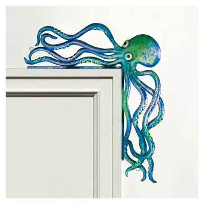 Produktbild von Maritime Deko Oktopus Holz Türrahmen Dekoration für Badezimmer, Wohnzimmer und Flur