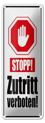Produktbild von Blechschild Hinweis Stopp Zutritt verboten Hand, 27 x 10 cm, Blechschilder Achtung  Widerrechtlich