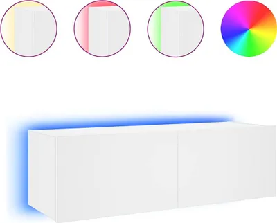 Image de vidaXL Armoire TV murale avec lampes LED blanc 100x35x31 cm