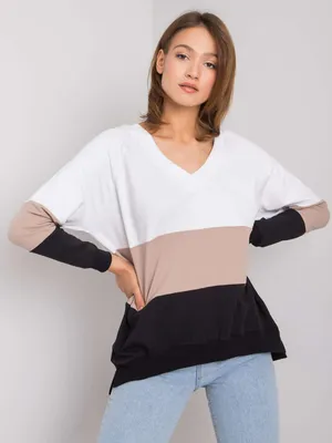 Productafbeelding van Rue Paris dameshoodie, model Lisagan, zwart-beige, maat S/M