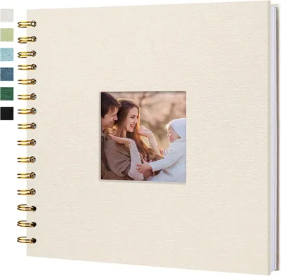 Imagen del producto de Álbum de fotos tipo scrapbook - Cubierta de lino - 20,5 x 20,5 cm - 40 páginas - Beige