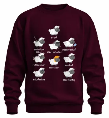 Imagen del producto de Sudadera o jersey uni con motivos divertidos de ovejas, juegos de palabras y humor animal, diseño de granja, color burdeos, talla 3XL