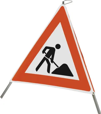 Produktbild von Faltsignal mit Symbol Baustelle, 700 mm Seitenlänge