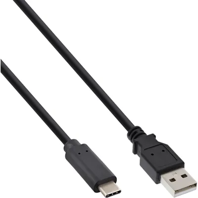 Produktbild von InLine USB 2.0 Kabel, USB-C Stecker an A Stecker, schwarz, 2m, 2 m, USB C, USB A, USB 2.0, Stecker/Stecker, Schwarz