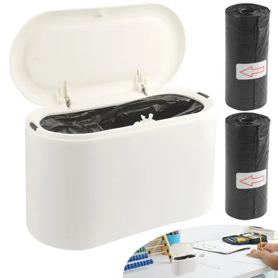 Produktbild von Tischmülleimer mit Deckel, 2 Liter, Pop-up Mechanismus, für Küche und Büro