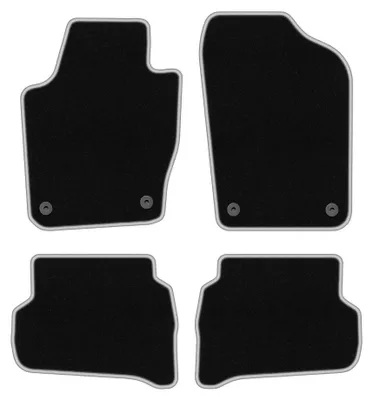 Immagine prodotto di Tappetini in moquette per Skoda Fabia III dal 2014 (hatchback/station wagon) – set 4 pezzi, nero/argento, su misura – Wielganizator CARLUX