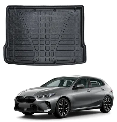 Image de Tapis De Coffre Sur Mesure Pour Bmw 1 Serie F70 Depuis 2024, Noir, Antidérapant, Bord Haut, Toutes Saisons