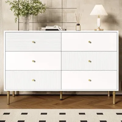Image de Commode moderne - En MDF - 6 tiroirs - Largeur 120 cm - Meuble de rangement pour chambre et salon
