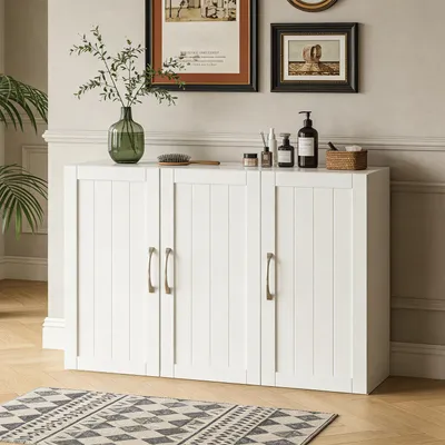 Image de Meuble sous lavabo, meuble bas, meuble de salle de bain, 90 x 30 x 60 cm, 3 portes, armoire de salle de bain, étagère réglable en hauteur, pour salle de bain, salon