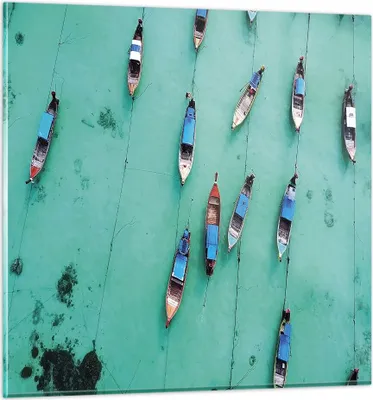 Produktbild von Bilder auf glas - Einteilig - Boote mit Luft - 70x70cm - Glasbilder - Wandbilder - Bilder - zum Aufhängen bereit - Wanddekoration aus Glas - Glas Bilder - Wandbild auf Glas - GAC70x70-4362